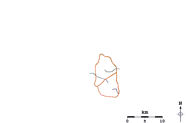 Carreteras y ríos cerca de Woodlands Beach