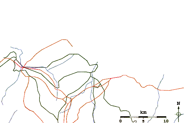 Carreteras y ríos cerca de Xivares