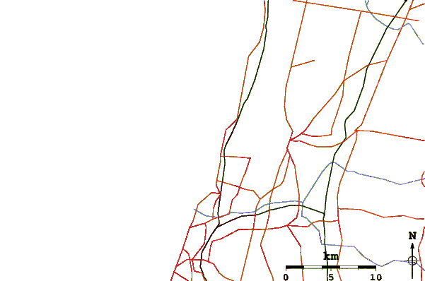 Carreteras y ríos cerca de Zvulun Beach