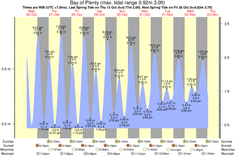 Gráfico de marea para Bay of Plenty cerca del spot de Treasure Island