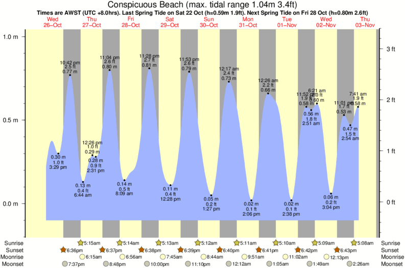 Gráfico de mareas para el spot de Conspicuous Beach